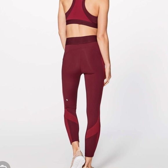 Lululemon box it out tight pocket leggings in deep rouge / oxblood - Picture 2 of 13
